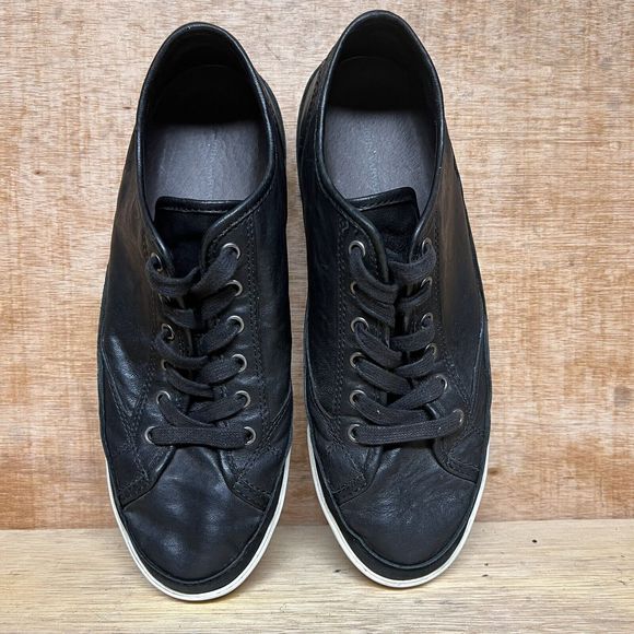 COPY - JOHN VARVATOS Reed 315 Black Leather White Rubber Sole Sneakers Men Size… - Picture 5 of 11